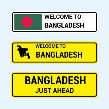 Bangladeş trafik işaretleri kartı tasarımı, vektör 