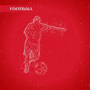 Futbol renkli logo tasarımı kırmızı zemin üzerine