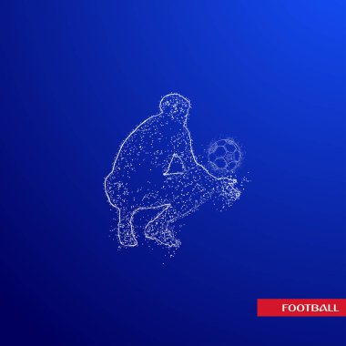 Futbol renkli logo tasarımı mavi zemin üzerine