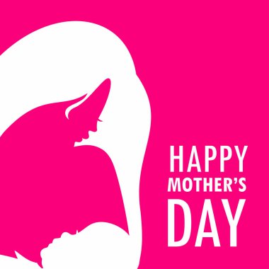 Mutlu anneler günü kartı tipografi ve pembe arka plan ile