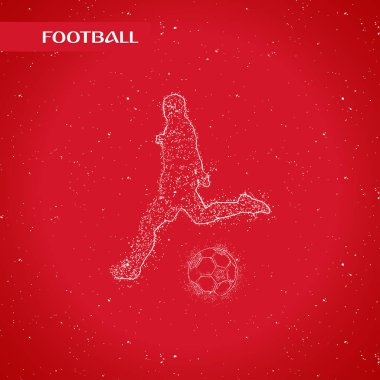 Futbol renkli logo tasarımı kırmızı zemin üzerine