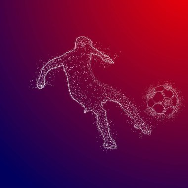 Futbol renkli logo tasarımı kırmızı ve mavi arka plan üzerinde