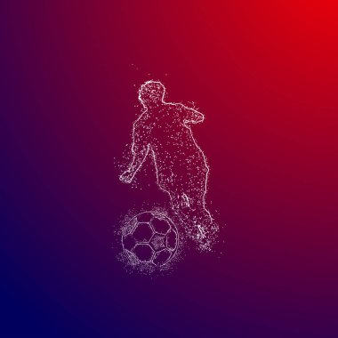 Futbol renkli logo tasarımı kırmızı ve mavi arka plan üzerinde