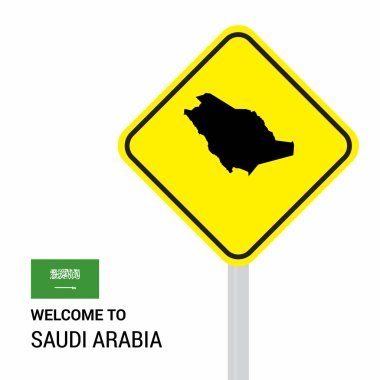 Suudi Arabistan trafik işaretleri kartı tasarımı, vektör 