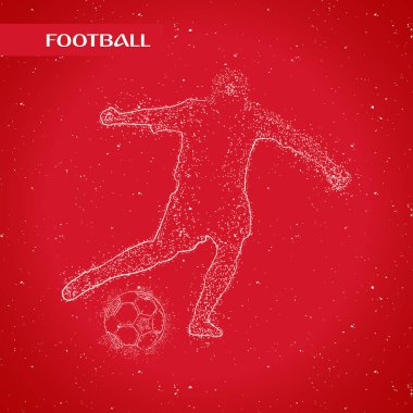 Futbol renkli logo tasarımı kırmızı zemin üzerine