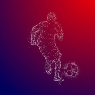 Futbol renkli logo tasarımı kırmızı ve mavi arka plan üzerinde