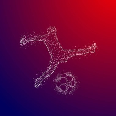 Futbol renkli logo tasarımı kırmızı ve mavi arka plan üzerinde