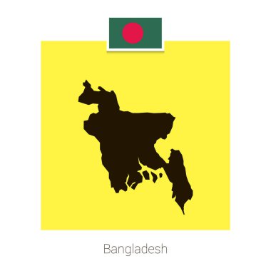 Bangladeş Haritası çizmek ile bayrak ve sarı arka plan vektör