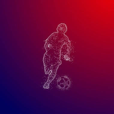Futbol renkli logo tasarımı kırmızı ve mavi arka plan üzerinde