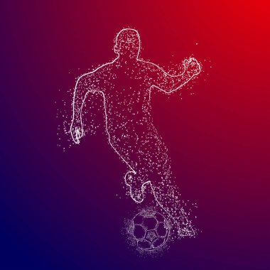 Futbol renkli logo tasarımı kırmızı ve mavi arka plan üzerinde