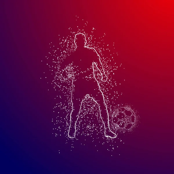 Football Design Logo Coloré Sur Fond Rouge Bleu — Image vectorielle