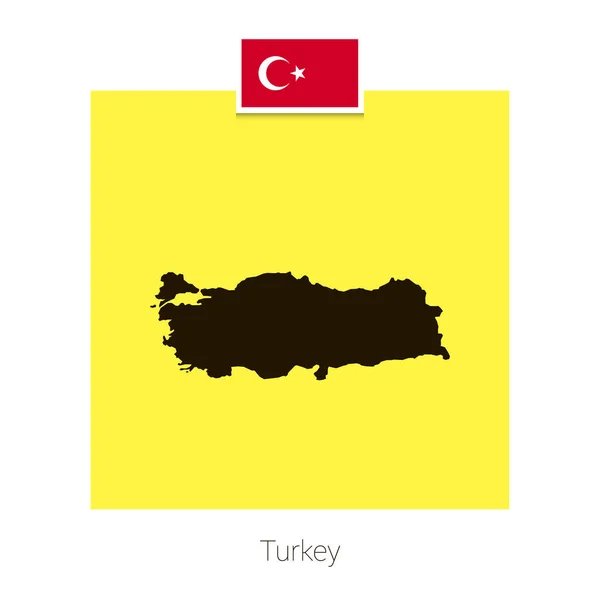 Türkiye Harita Çizmek Ile Bayrak Sarı Arka Plan Vektör — Stok Vektör
