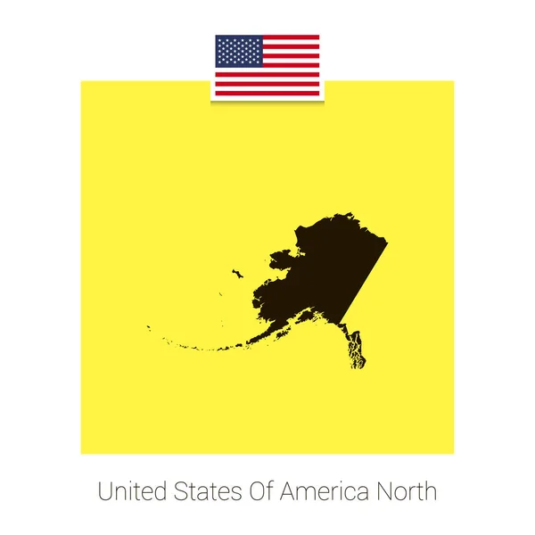 Plan Nord Des États Unis Amérique Avec Drapeau Jaune — Image vectorielle