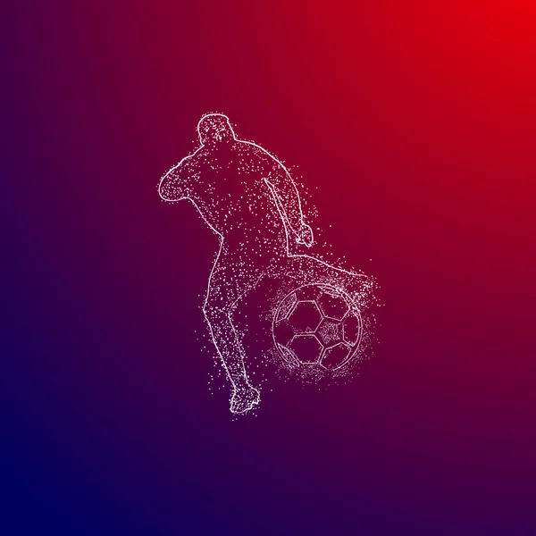 Football Design Logo Coloré Sur Fond Rouge Bleu — Image vectorielle