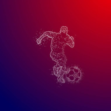 Futbol renkli logo tasarımı kırmızı ve mavi arka plan üzerinde