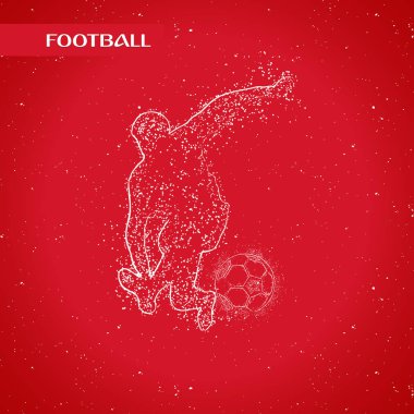 Futbol renkli logo tasarımı kırmızı zemin üzerine