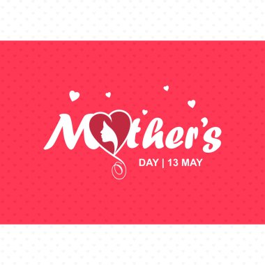 Mutlu anneler günü kartı tipografi ve kırmızı arka plan ile