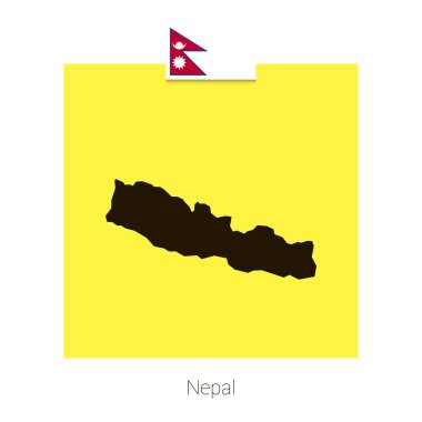 Nepal Haritası çizmek ile bayrak ve sarı arka plan vektör