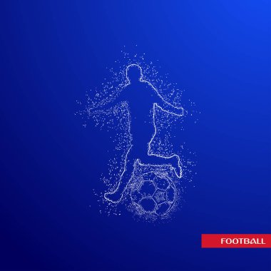 Futbol renkli logo tasarımı mavi zemin üzerine