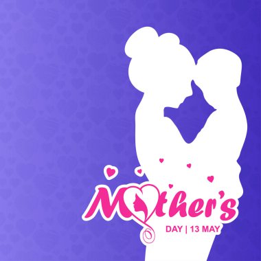 Mutlu anneler günü kartı tipografi ve mor arka plan ile