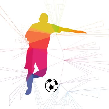 Futbol renkli logo tasarımı kırmızı ve mavi arka plan üzerinde