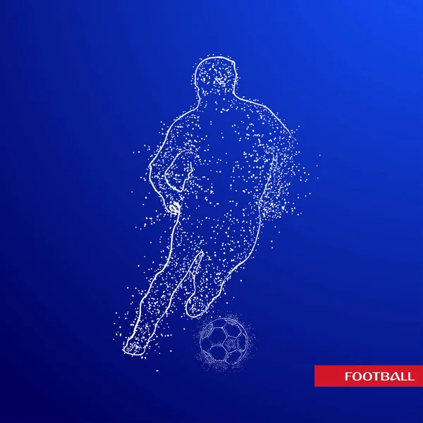 蓝色背景下的足球彩色标志设计 — 图库矢量图片