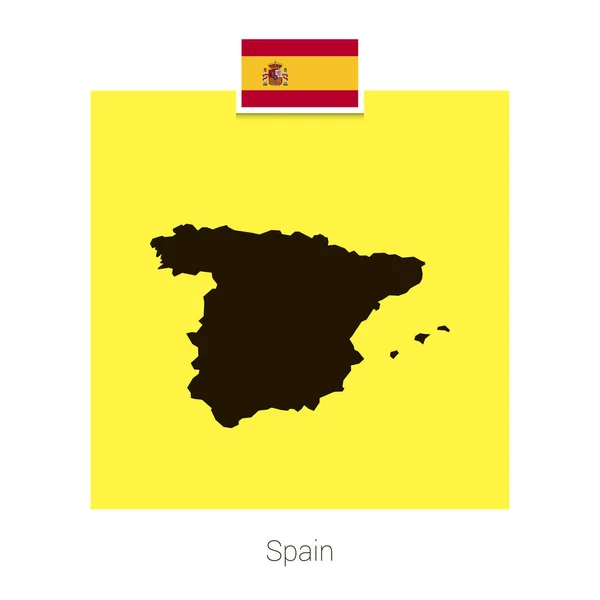España Mapa Diseño Con Bandera Vector Fondo Amarillo — Archivo Imágenes Vectoriales