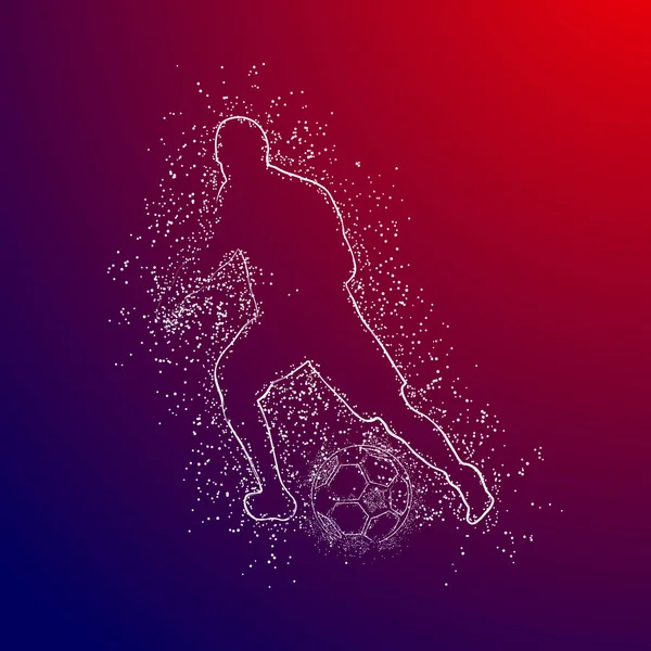 Football Design Logo Coloré Sur Fond Rouge Bleu — Image vectorielle