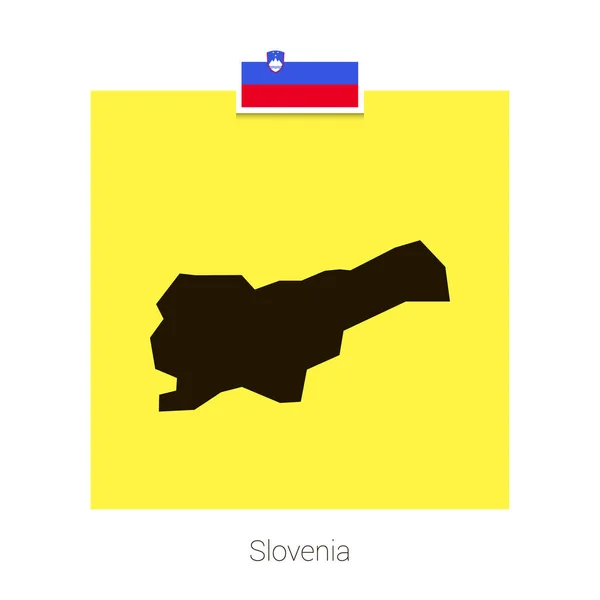 Slovenië Kaart Ontwerp Met Vlag Gele Achtergrond Vector — Stockvector