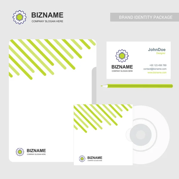 Company brochure design with green theme and gear logo vector