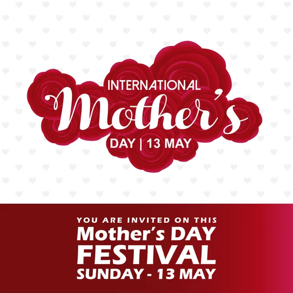 Kırmızı ve beyaz tema ile anneler günü tipografik tasarım