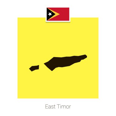 Doğu Timor bayrağı ve sarı arka plan vektör harita tasarımı