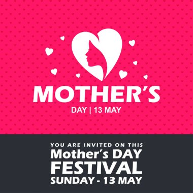 Mutlu anneler günü kartı tipografi ve pembe arka plan ile