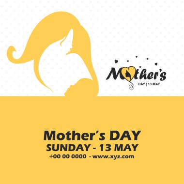Mutlu anneler günü kartı tipografi ve sarı arka plana sahip