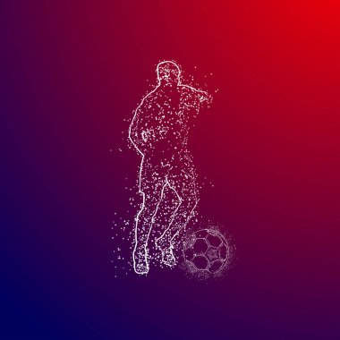 Futbol renkli logo tasarımı kırmızı ve mavi arka plan üzerinde