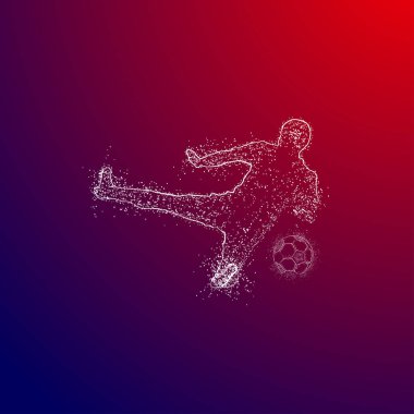 Futbol renkli logo tasarımı kırmızı ve mavi arka plan üzerinde