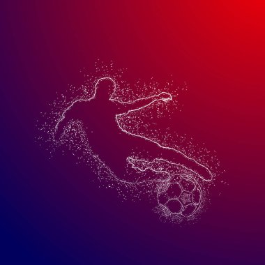 Futbol renkli logo tasarımı kırmızı ve mavi arka plan üzerinde