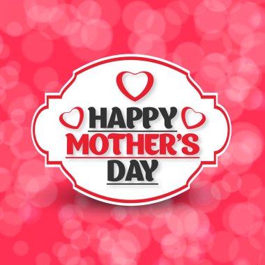 Mutlu anneler günü kartı tipografi ve kırmızı arka plan ile