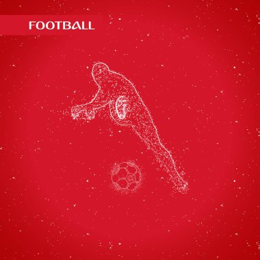 Futbol renkli logo tasarımı kırmızı zemin üzerine