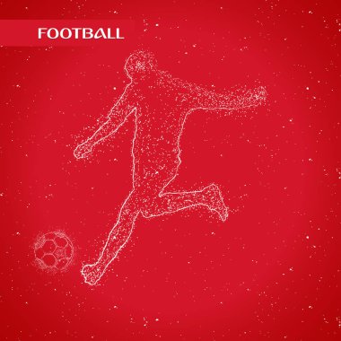 Futbol renkli logo tasarımı kırmızı zemin üzerine