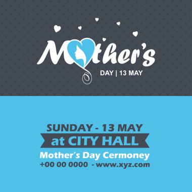 Mutlu anneler günü kartı iki renkli arka plan üzerinde tipografi ile