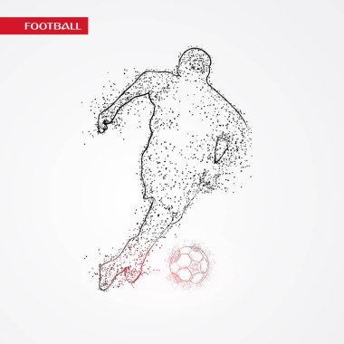 Futbol renkli logo tasarımı kırmızı ve mavi arka plan üzerinde