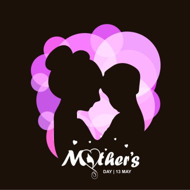 Mutlu anneler günü kartı tipografi ve siyah arka plan ile