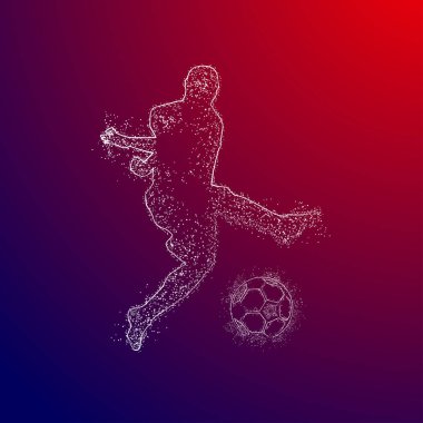 Futbol renkli logo tasarımı kırmızı ve mavi arka plan üzerinde