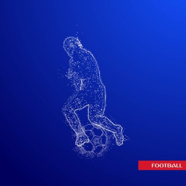 Futbol renkli logo tasarımı mavi zemin üzerine