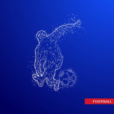 Futbol renkli logo tasarımı mavi zemin üzerine