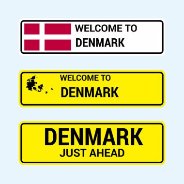 Danimarka trafik işaretleri kartı tasarımı, vektör 