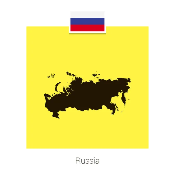 Rusia Mapa Diseño Con Bandera Vector Fondo Amarillo — Vector de stock