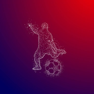 Futbol renkli logo tasarımı kırmızı ve mavi arka plan üzerinde