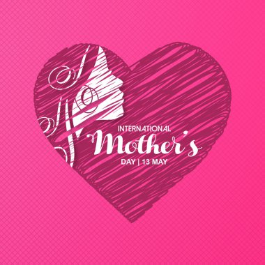 Mutlu anneler günü kartı tipografi ve pembe arka plan ile